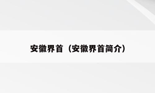 安徽界首（安徽界首简介）