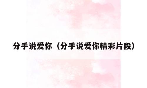 分手说爱你（分手说爱你精彩片段）