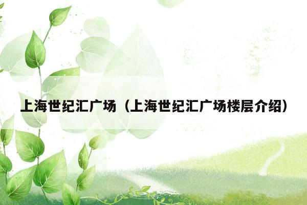上海世纪汇广场（上海世纪汇广场楼层介绍）