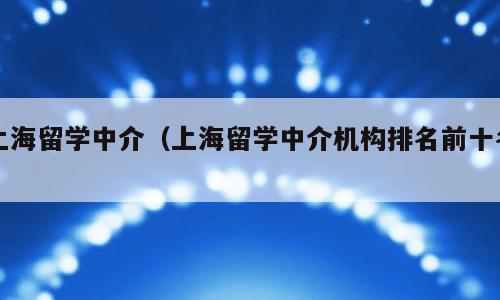 上海留学中介（上海留学中介机构排名前十名）