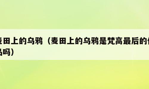 麦田上的乌鸦（麦田上的乌鸦是梵高最后的作品吗）