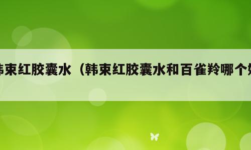 韩束红胶囊水（韩束红胶囊水和百雀羚哪个好）