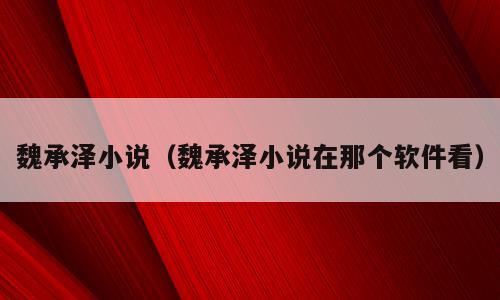 魏承泽小说（魏承泽小说在那个软件看）