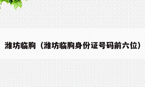 潍坊临朐（潍坊临朐身份证号码前六位）