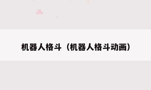 机器人格斗（机器人格斗动画）