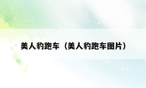 美人豹跑车（美人豹跑车图片）