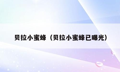 贝拉小蜜蜂（贝拉小蜜蜂已曝光）