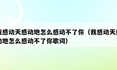 我感动天感动地怎么感动不了你（我感动天感动地怎么感动不了你歌词）