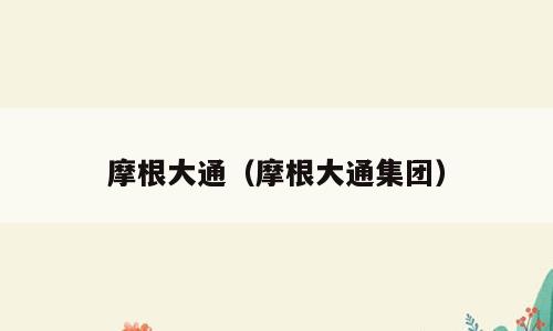 摩根大通（摩根大通集团）
