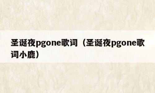 圣诞夜pgone歌词（圣诞夜pgone歌词小鹿）