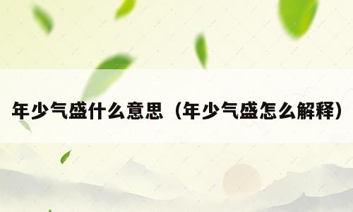 年少气盛什么意思（年少气盛怎么解释）
