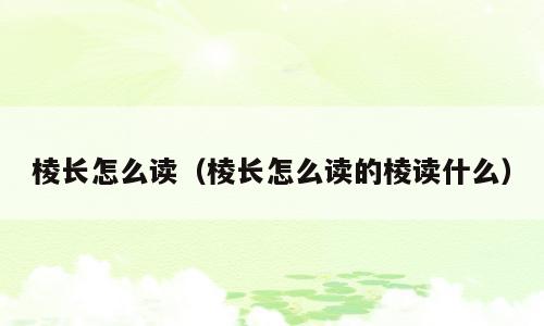 棱长怎么读（棱长怎么读的棱读什么）