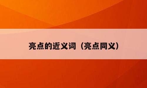 亮点的近义词（亮点同义）