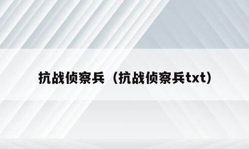 抗战侦察兵（抗战侦察兵txt）