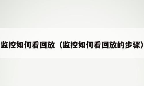 监控如何看回放（监控如何看回放的步骤）