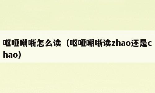 呕哑嘲哳怎么读（呕哑嘲哳读zhao还是chao）