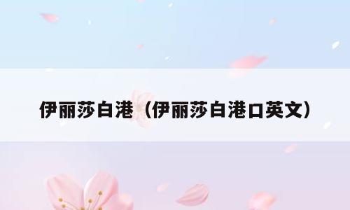 伊丽莎白港（伊丽莎白港口英文）