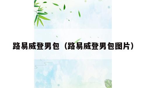 路易威登男包（路易威登男包图片）