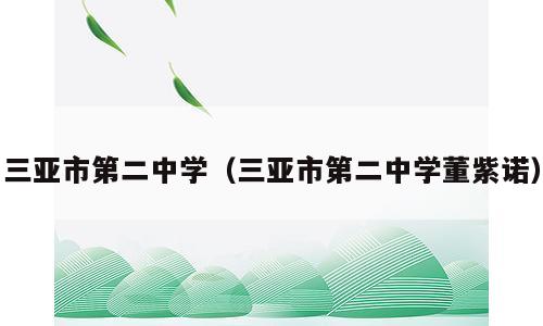 三亚市第二中学（三亚市第二中学董紫诺）