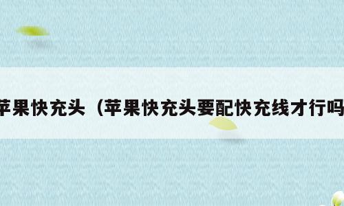 苹果快充头（苹果快充头要配快充线才行吗）