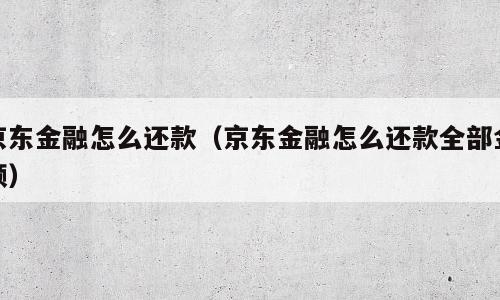 京东金融怎么还款（京东金融怎么还款全部金额）