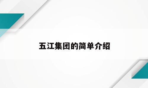 五江集团的简单介绍