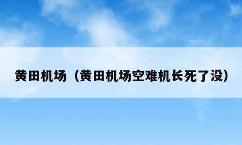 黄田机场（黄田机场空难机长死了没）
