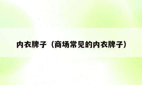内衣牌子（商场常见的内衣牌子）
