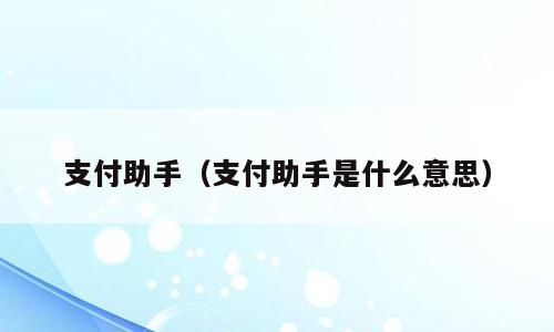 支付助手（支付助手是什么意思）