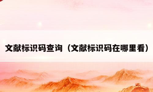 文献标识码查询（文献标识码在哪里看）