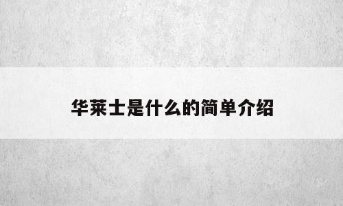 华莱士是什么的简单介绍