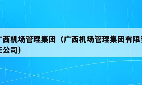 广西机场管理集团（广西机场管理集团有限责任公司）