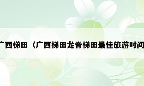 广西梯田（广西梯田龙脊梯田最佳旅游时间）