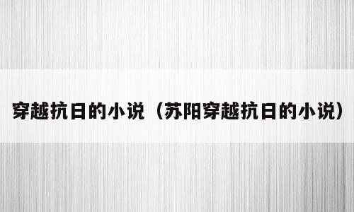 穿越抗日的小说（苏阳穿越抗日的小说）