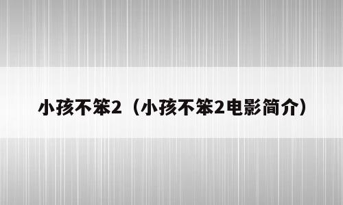 小孩不笨2（小孩不笨2电影简介）
