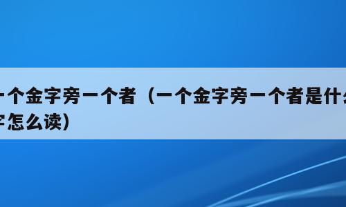 一个金字旁一个者（一个金字旁一个者是什么字怎么读）