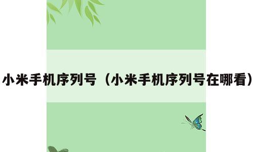 小米手机序列号（小米手机序列号在哪看）