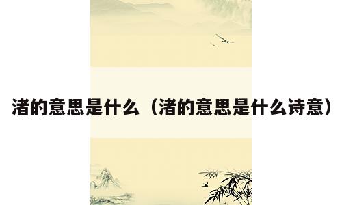 渚的意思是什么（渚的意思是什么诗意）