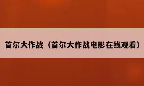 首尔大作战（首尔大作战电影在线观看）