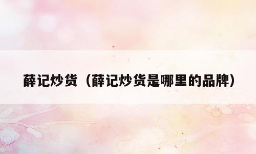 薛记炒货（薛记炒货是哪里的品牌）
