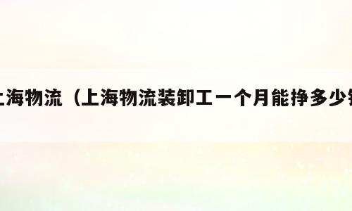 上海物流（上海物流装卸工一个月能挣多少钱）