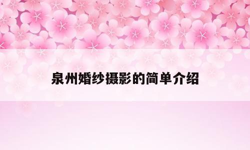泉州婚纱摄影的简单介绍