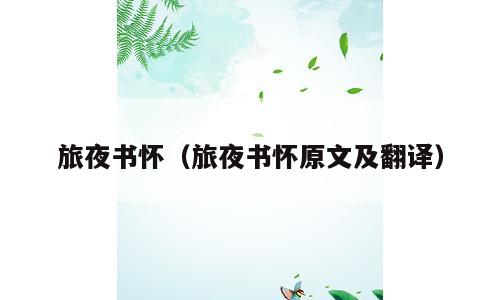 旅夜书怀（旅夜书怀原文及翻译）