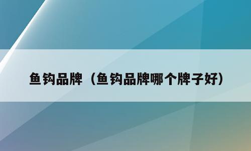 鱼钩品牌（鱼钩品牌哪个牌子好）