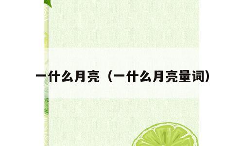 一什么月亮（一什么月亮量词）