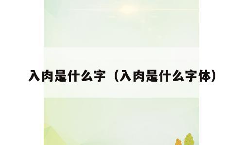 入肉是什么字（入肉是什么字体）