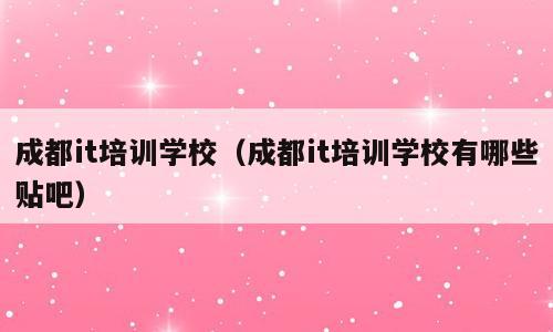 成都it培训学校（成都it培训学校有哪些贴吧）