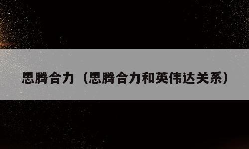 思腾合力（思腾合力和英伟达关系）