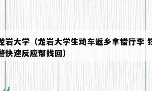 龙岩大学（龙岩大学生动车返乡拿错行李 铁警快速反应帮找回）