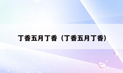 丁香五月丁香（丁香五月丁香）